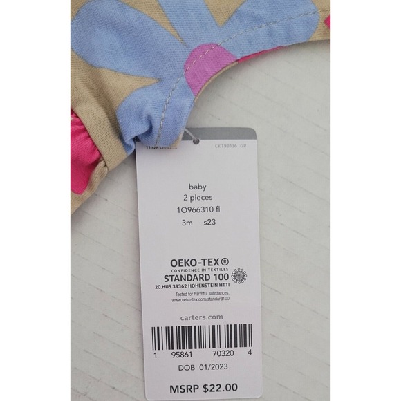 Baby girl Carter's dress w/panty bright floral print sleeveless‎ Sz 3mo - Picture 5 of 5